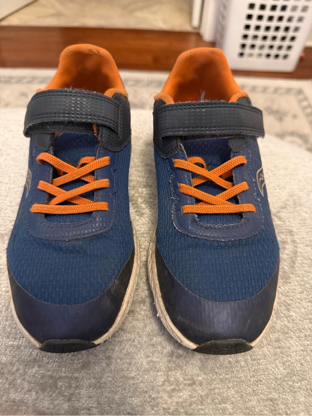 Saucony Kids Running Shoes Navy Orange Hook & Loop Sneakers Size 4M